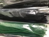 Cable Ties pack of 100, 300mm BLACK, SILVER, GREEN, RED, BLUE